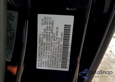 2025 Honda Odyssey Exl из США, поврежденный, VIN 5FNRL6H63SB081591